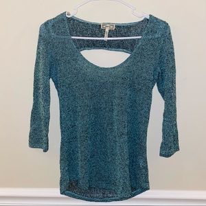 Turquoise blue Kirra three quarter sleeve top